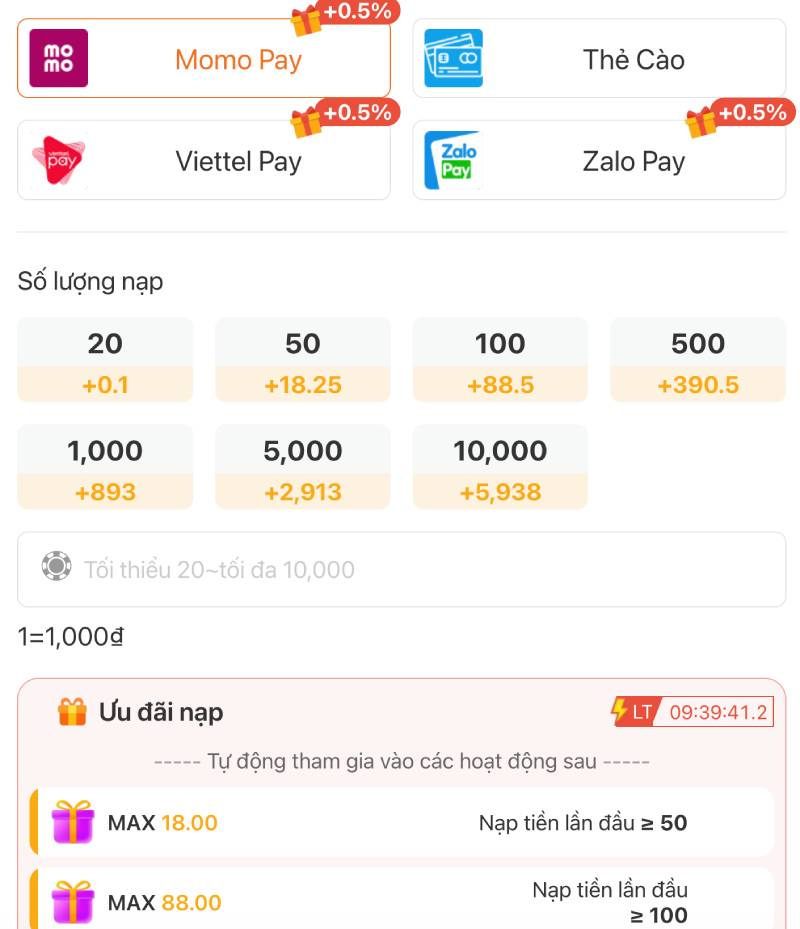 Momo Pay, Viettel Pay hoặc Zalo Pay